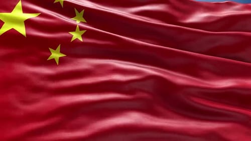 Seamless Loop of Realistic Waving China Flag