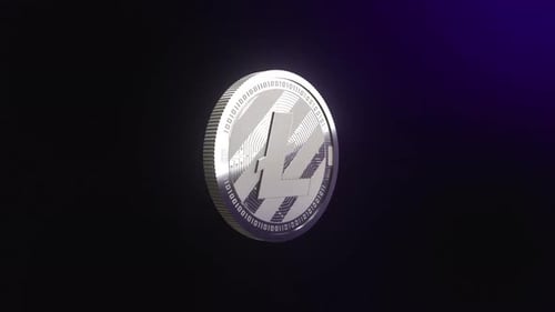 Animation rotative de la pièce d'argent de la crypto-monnaie Litecoin