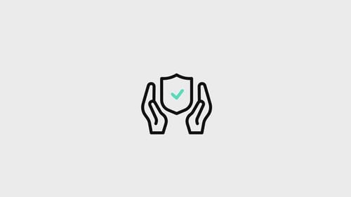 Minimalist Hands Holding Shield Security Icon Animation