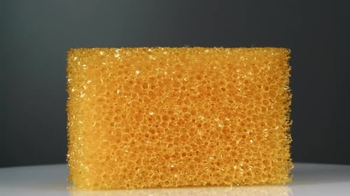 Yellow Bath Foam Sponge Rotating