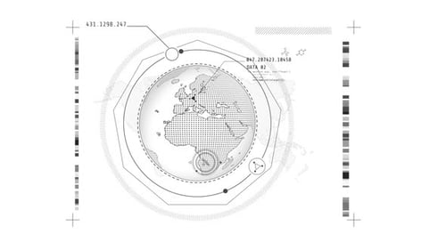 Futuristic Digital HUD Animation with Rotating Earth Globe