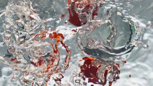 Objects Dropped Into Clear Refreshing Liquid