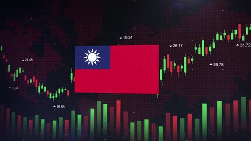 Infographie abstraite animée de Taiwan du marché boursier