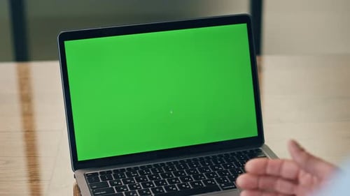 Typing on Laptop with Green Screen for Chroma Key