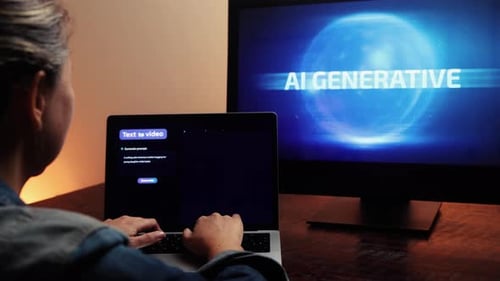 Programmer coding interface with AI chatbot technology for software development inside office