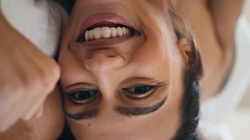 Smiling Woman Laying Down Portrait Close Up