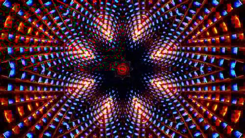 Dynamischer, faszinierender Kaleidoskop-Tunneleffekt in lebendiger Bewegung