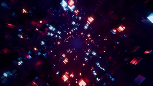 Neon Digital Tunnel Fly Through Loop Background