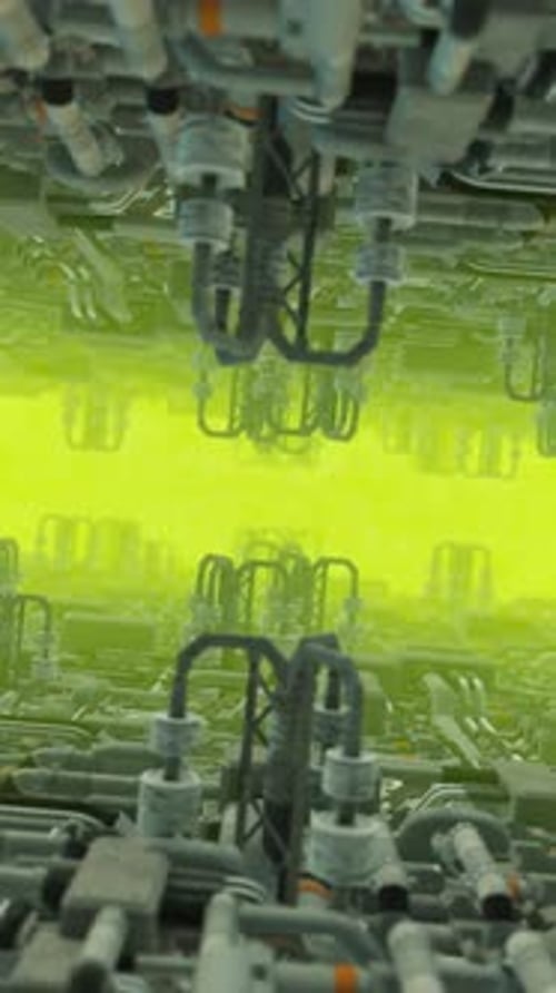 Futuristic Core Energy Pipes Loop with Green Plasma