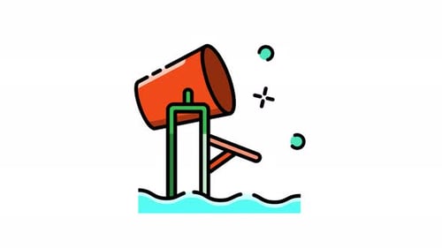 Animated Flat Design Concrete Mixer Icon