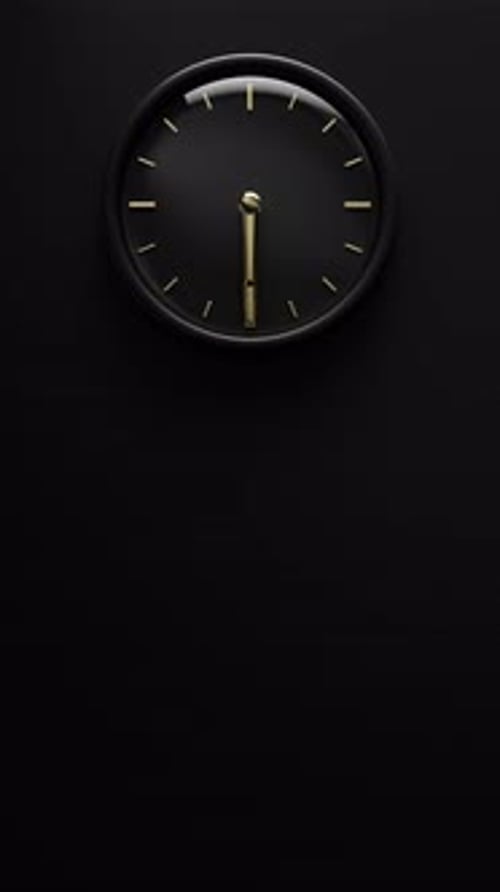 Modern 3D Analog Gold Wall Clock Time Running Loop