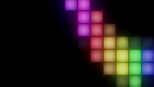 Waving Rainbow Colored Led Cubes Seamlessly Looping