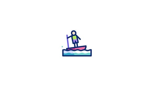 Modern Paddleboarding Sports Icon Animation