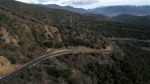 View From the Sky of a Road in a Forest