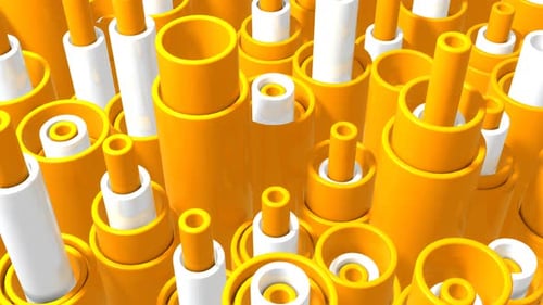 Yellow And White Moving Abstract Cylinders Background Vj Loop I 4K