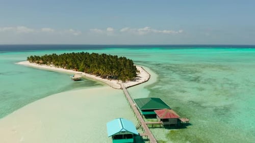 Tropical Island with a Beach on the Atoll Onok Island Balabac Philippines