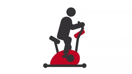 Stickman auf dem Heimtrainer, animierte Silhouette