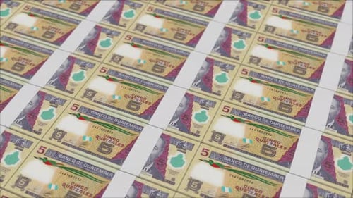 Guatemalan Quetzales Banknotes Printing Loop