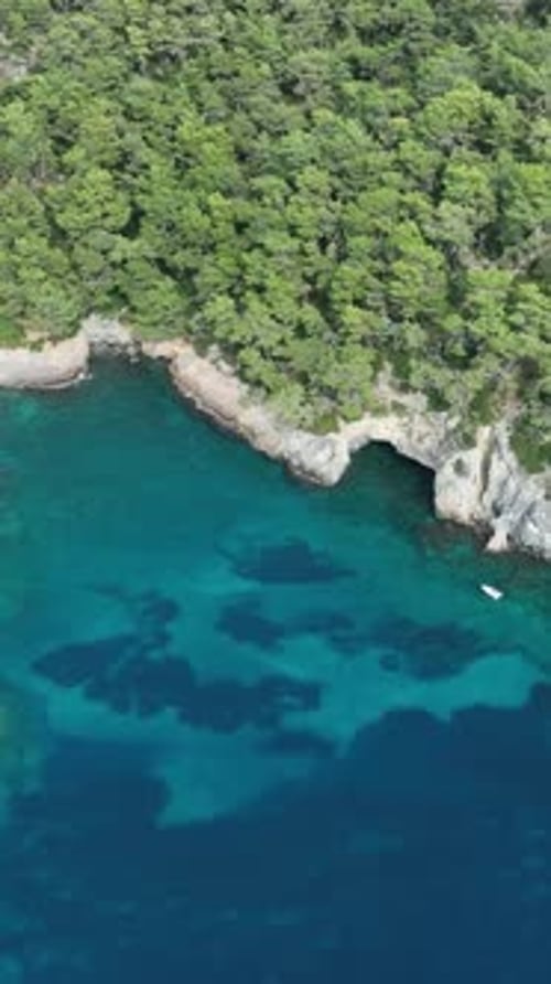 Summer coast seen from overhead drone