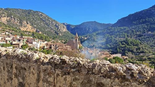 skyline of the town of Valldemossa in Mallorca