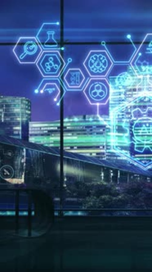 Futuristic Science Technology Hexagon Network Animation Overlay