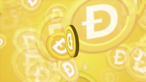 Dogecoin 3d Logo Animation With Gradient Abstract Background