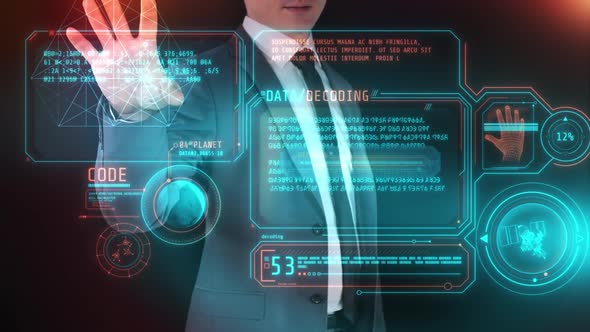 Infographic With An Array Of Decoded Data, Backgrounds Motion Graphics ...