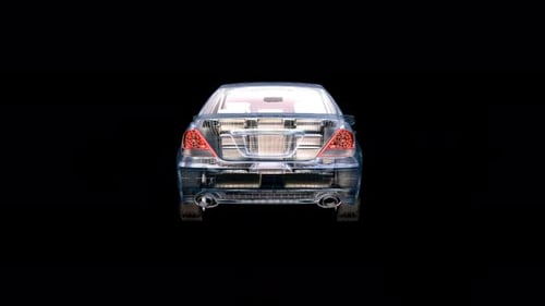 Futuristic 3D Wireframe Car Rotation Animation