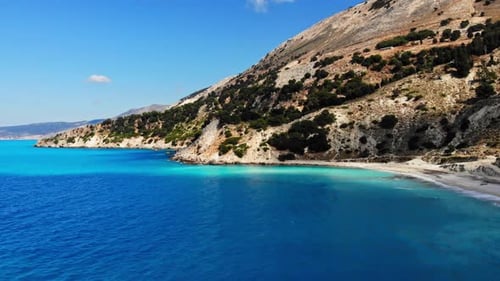 Aerial View On The Idyllic Seascape Of Agia Kiriaki In Greece - drone shot
