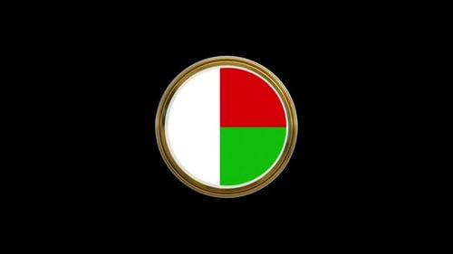 3D Madagascar Flag Badge with Golden Rim Rotation