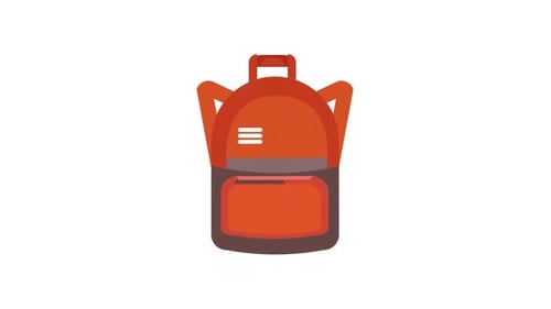 Animated Flat Design Backpack Icon Reveal