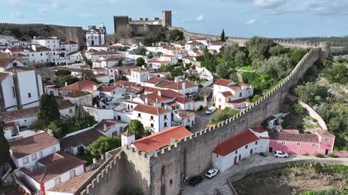 Panorama d'Obidos à Obidos à Leiria au Portugal.