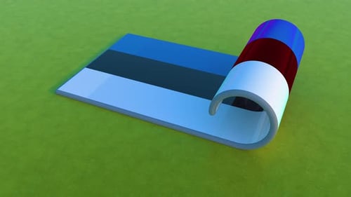 Animated Flag Unfurling with Blue, Black, and White Stripes