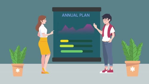 Man Woman People Working At Office Animation