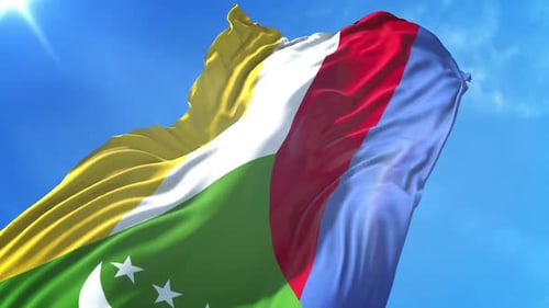 Comoros Flag Low Angle View