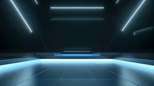 Podium Futuristische Vitrine mit Plattform für Produktausstellungen. Leeres modernes Bühnendisplay