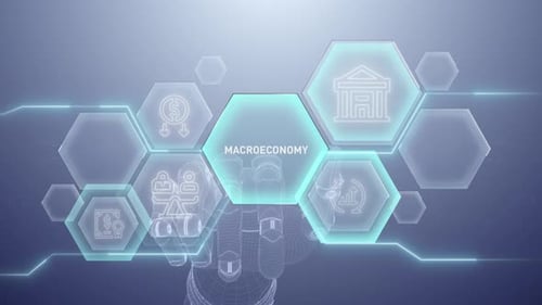 Macroeconomy Hand touching,Digital transformation,Science and artificial intelligence,innovation