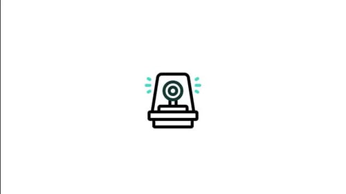 Flat Design Animated Siren Icon for Alerts and Warnings