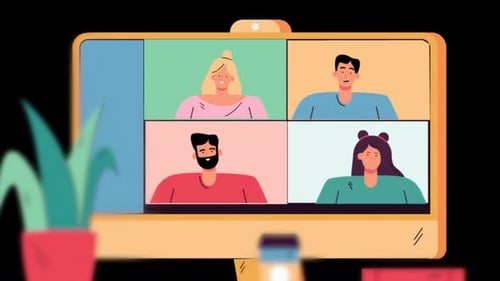 People Discussions Business Works With Online Video Conference Alpha Channel