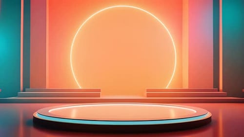 podium Futuristic showcase with platform for product displaying. Empty modern stage display
