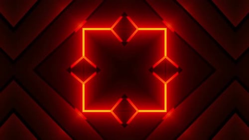 Roter Hintergrund mit Muster aus Quadraten und Rechtecken. Kaleidoskop VJ Loop