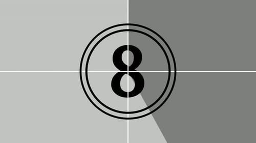 Old movie countdown ten to zero. Film head leader with real-time countdown clock.