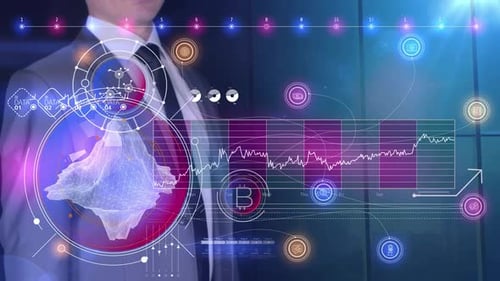 Mining von Krypto-Assets in farbenfrohen Infografiken HD