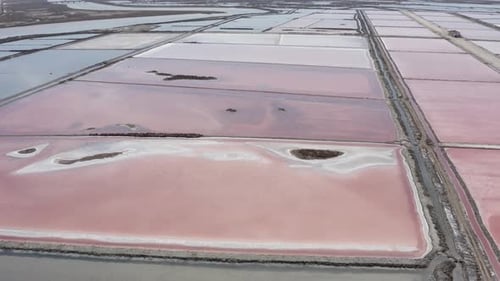 Aerial view over Salt pools in Spain