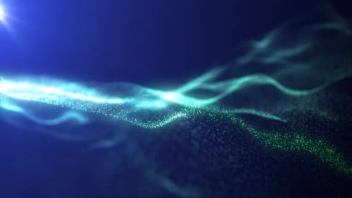 Green energy glowing magic waves of lines with light rays