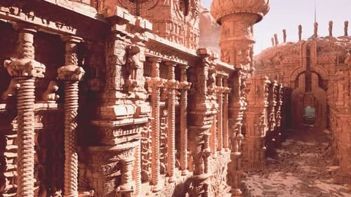 A Stone Building with Intricate Ornamentation on Its Temple Wall