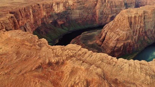 Aerial View of Horseshoe Bend Canyon and Colorado River at Sunset in Monumental Silence