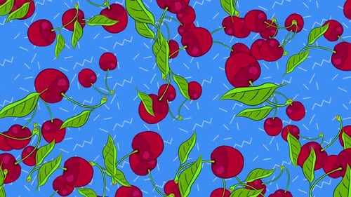 Vibrant Retro Cherries Animated Pattern Background
