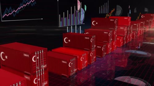 Turkey export cargo containers with charts and diagrams