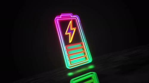 Battery energy charge symbol loop digital concept